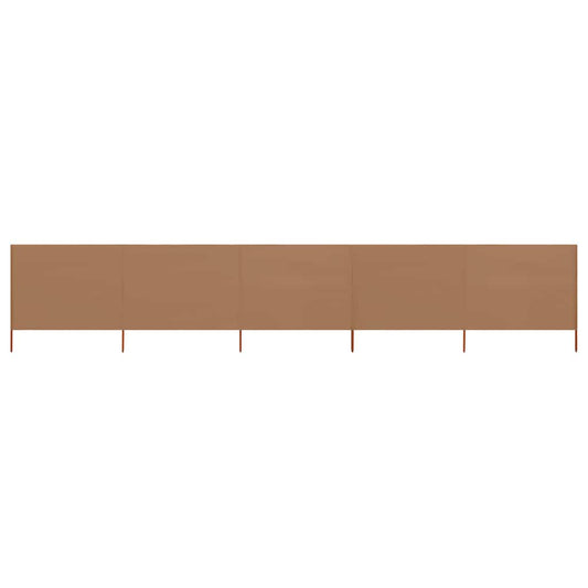 5dílná zástěna proti větru látková 600 x 80 cm taupe