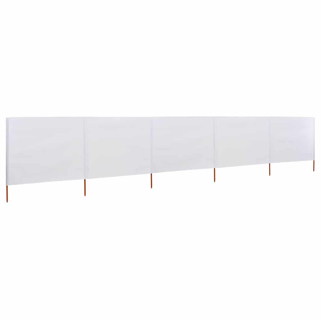 5dílná zástěna proti větru textil 600 x 120 cm pískově bílá