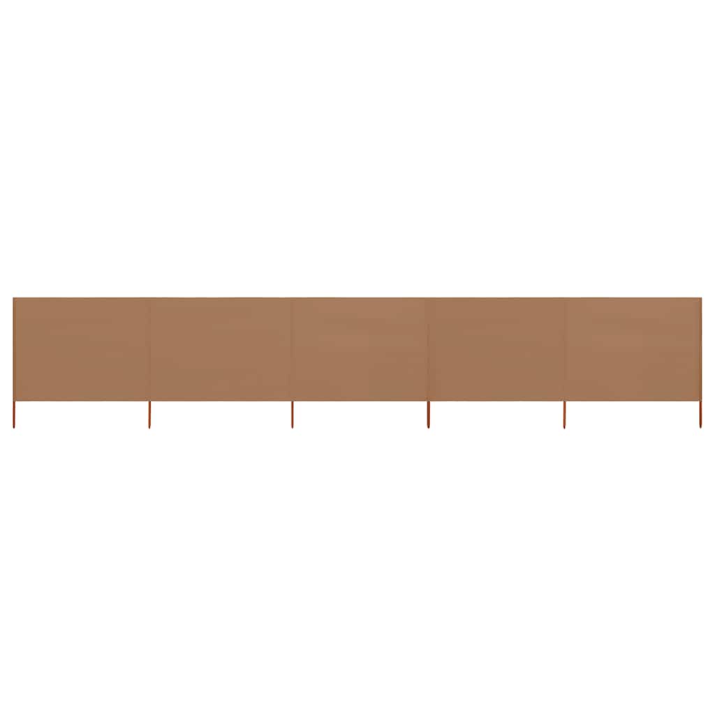 5dílná zástěna proti větru textil 600 x 120 cm taupe