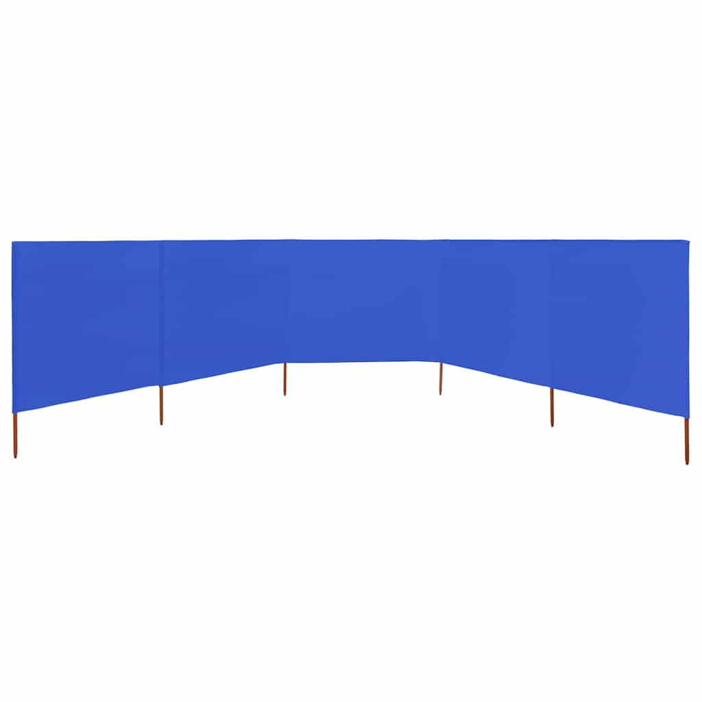 5dílná zástěna proti větru textil 600 x 120 cm azurově modrá