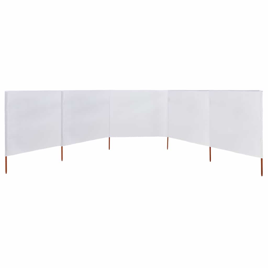 5dílná zástěna proti větru textil 600 x 160 cm pískově bílá