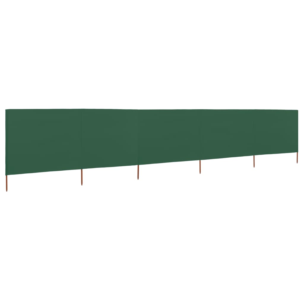 5dílná zástěna proti větru textil 600 x 160 cm zelená