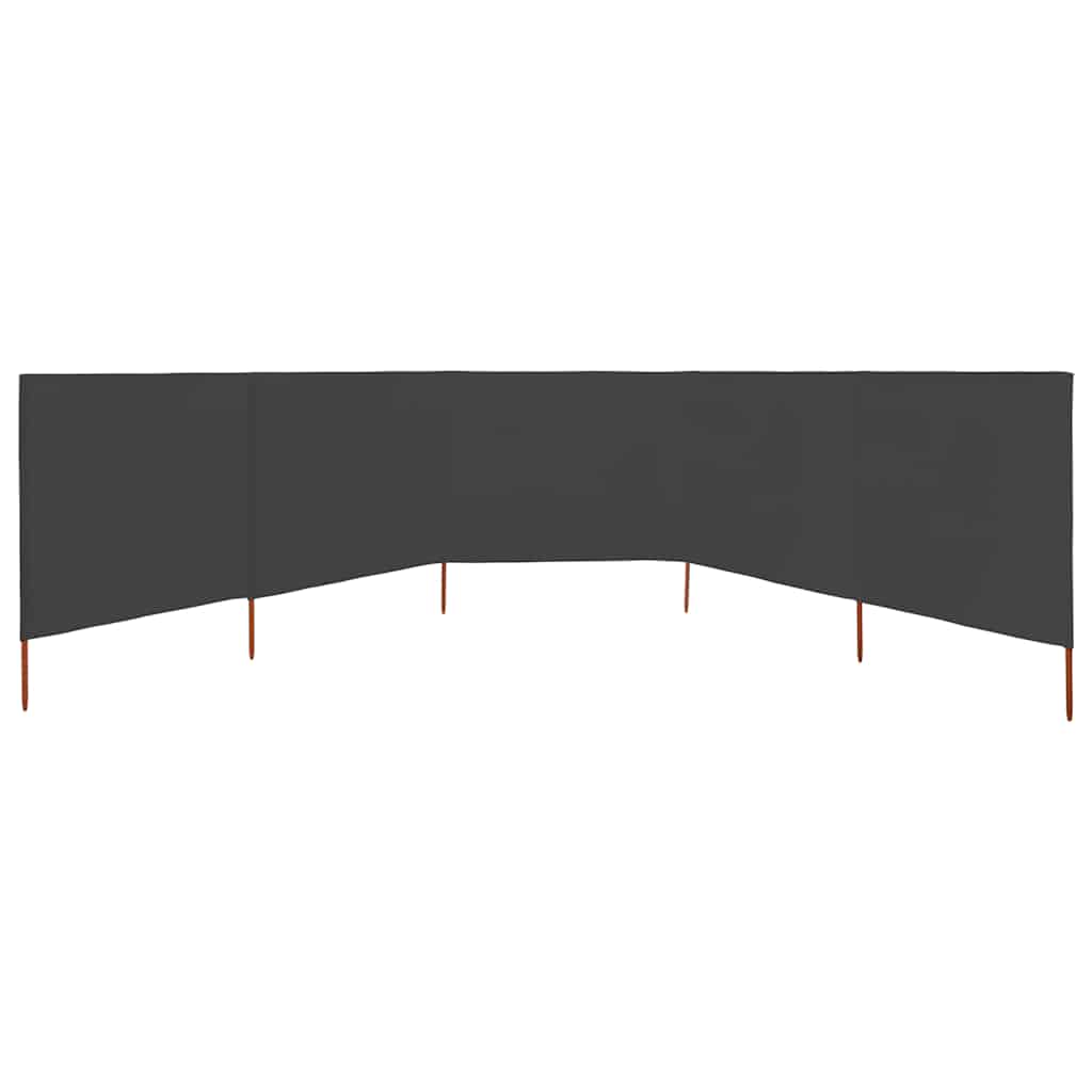 5dílná zástěna proti větru textil 600 x 160 cm antracitová