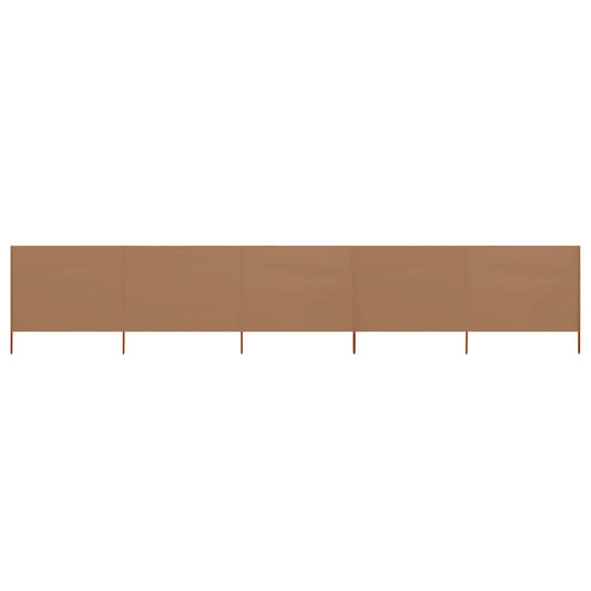 5dílná zástěna proti větru textil 600 x 160 cm taupe