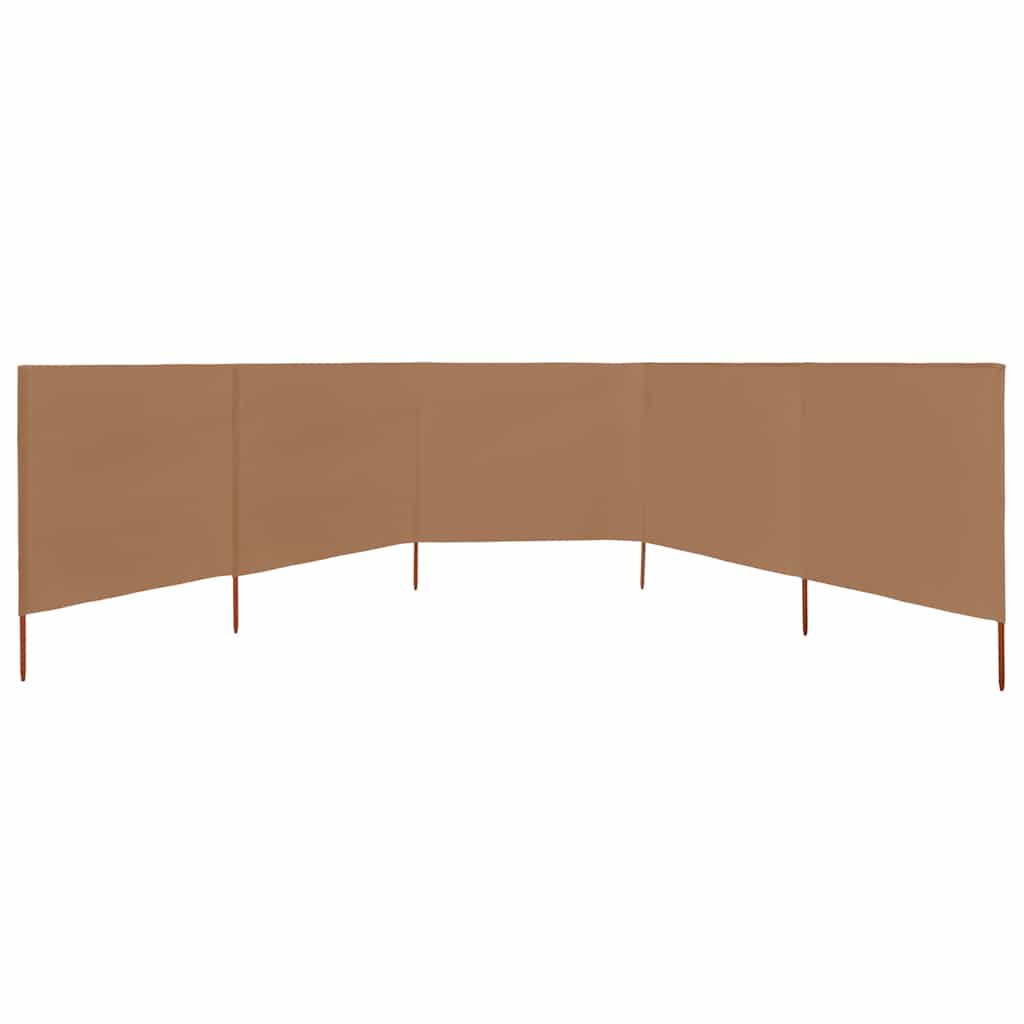 5dílná zástěna proti větru textil 600 x 160 cm taupe