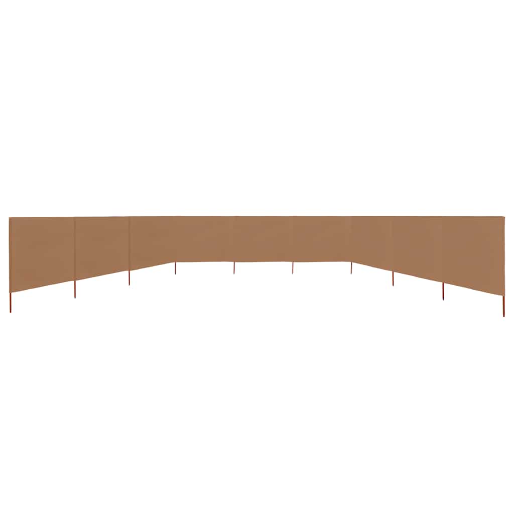 9dílná zástěna proti větru textil 1200 x 120 cm taupe