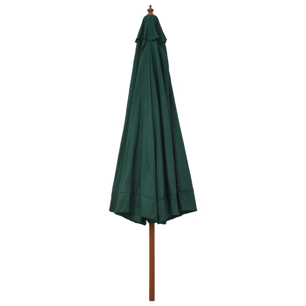 Zahradní slunečník s dřevěnou tyčí 330 cm zelený