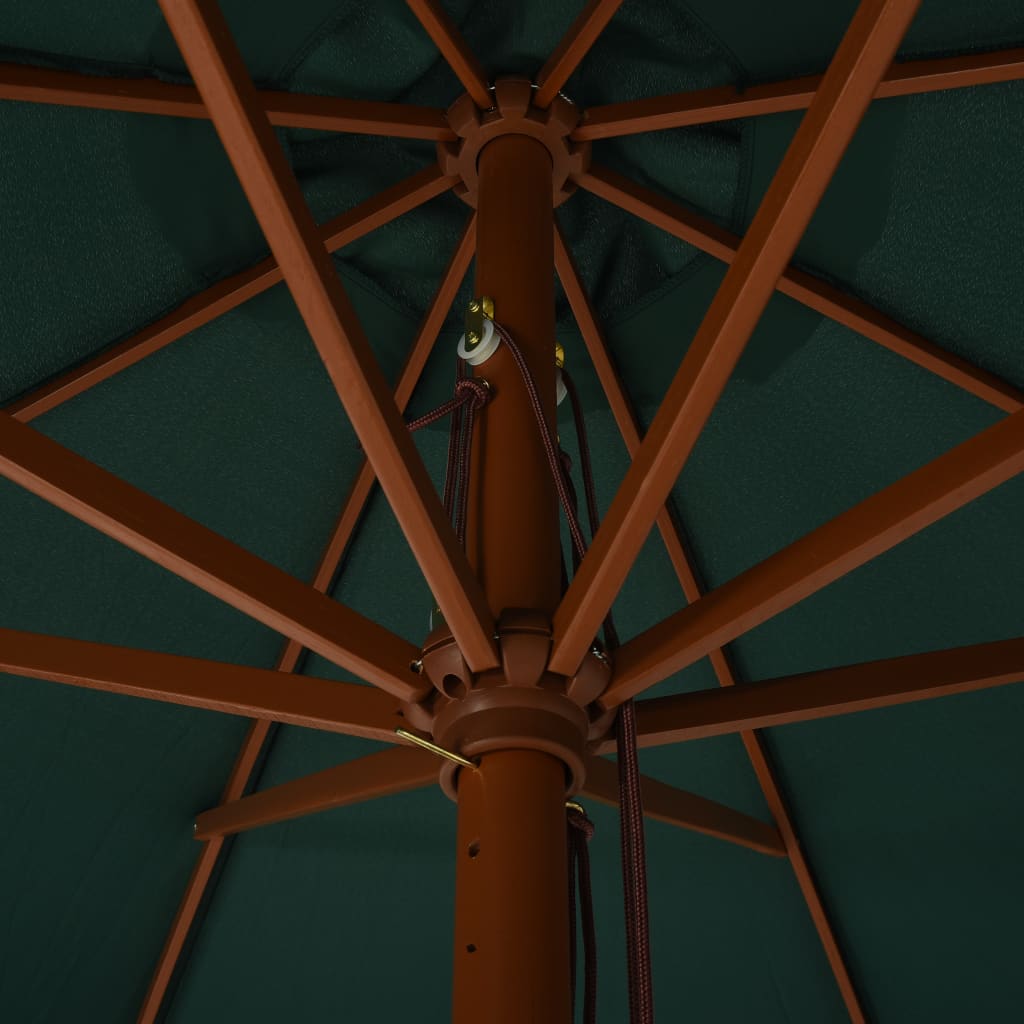 Zahradní slunečník s dřevěnou tyčí 330 cm zelený
