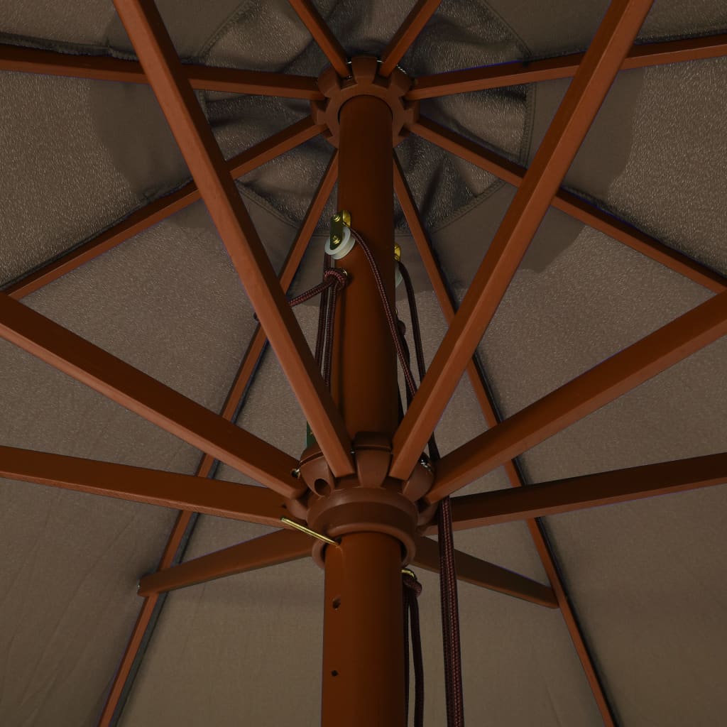 Zahradní slunečník s dřevěnou tyčí 330 cm barva taupe