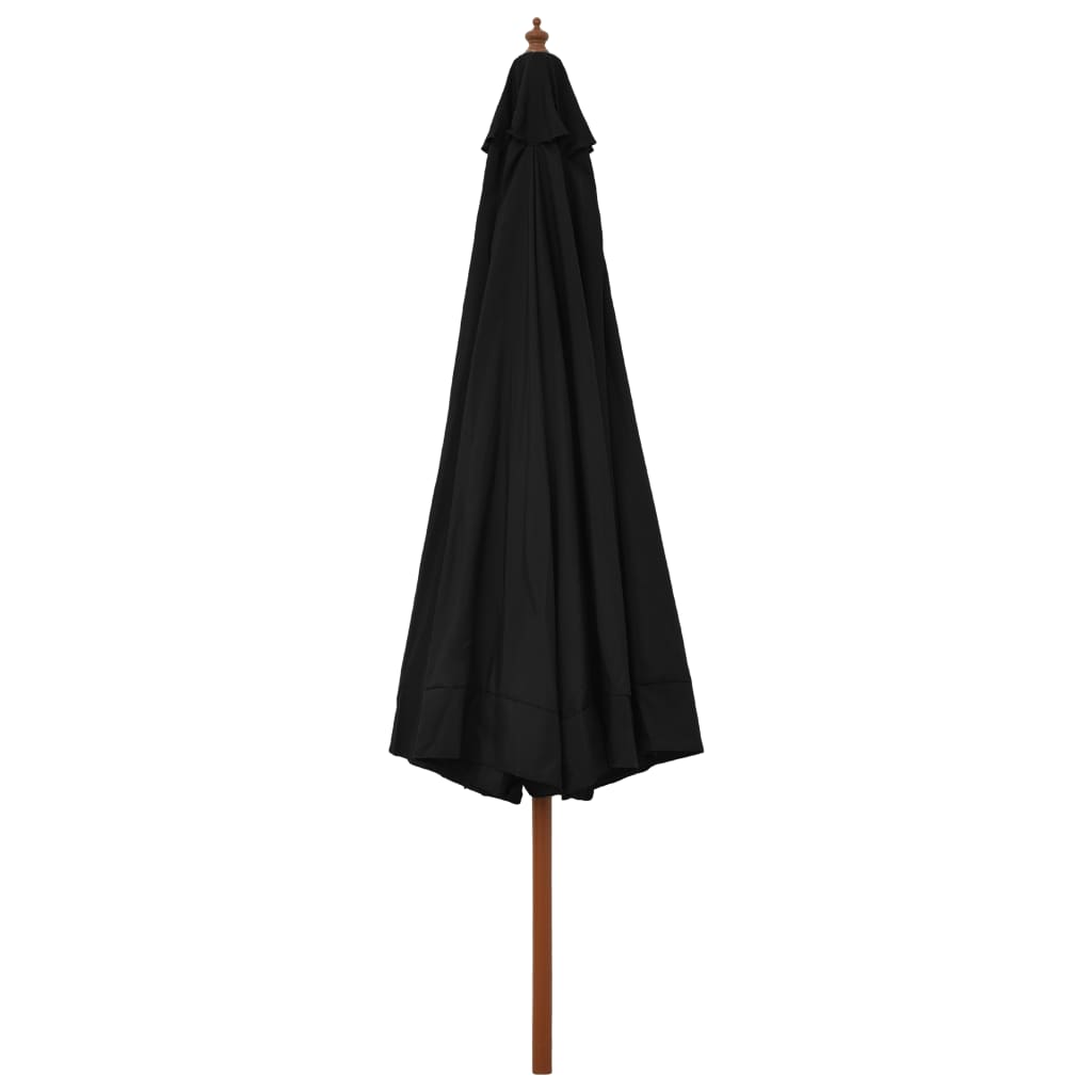 Zahradní slunečník s dřevěnou tyčí 330 cm černý