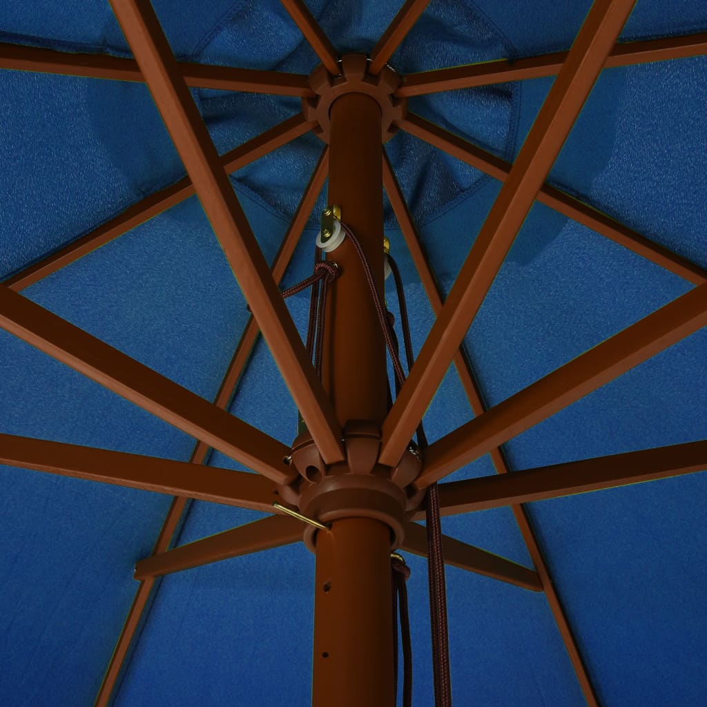 Zahradní slunečník s dřevěnou tyčí 330 cm azurově modrý
