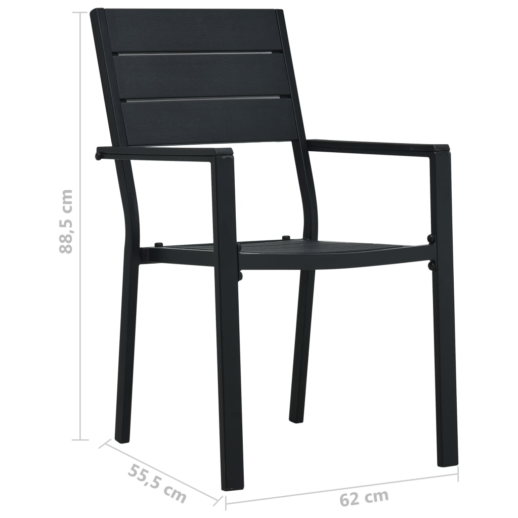 Zahradní židle 4 ks černé HDPE dřevěný vzhled