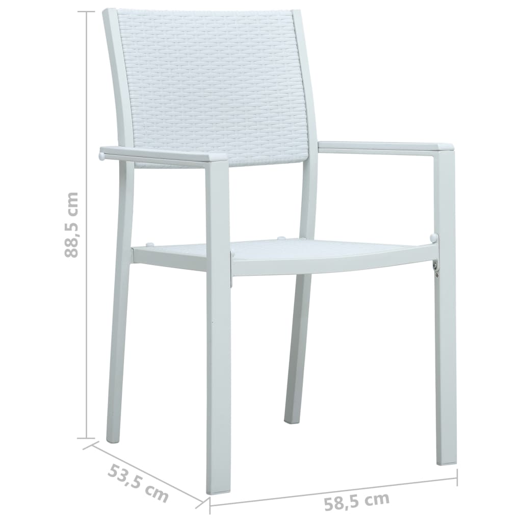 Zahradní židle 4 ks bílé plast ratanový vzhled