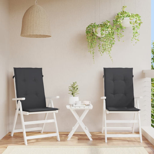Podušky na židli vysoké opěradlo 2 ks černé 120x50x3 cm textil