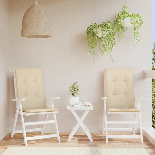 Podušky na židli vysoké opěradlo 2 ks béžové 120x50x3 cm textil