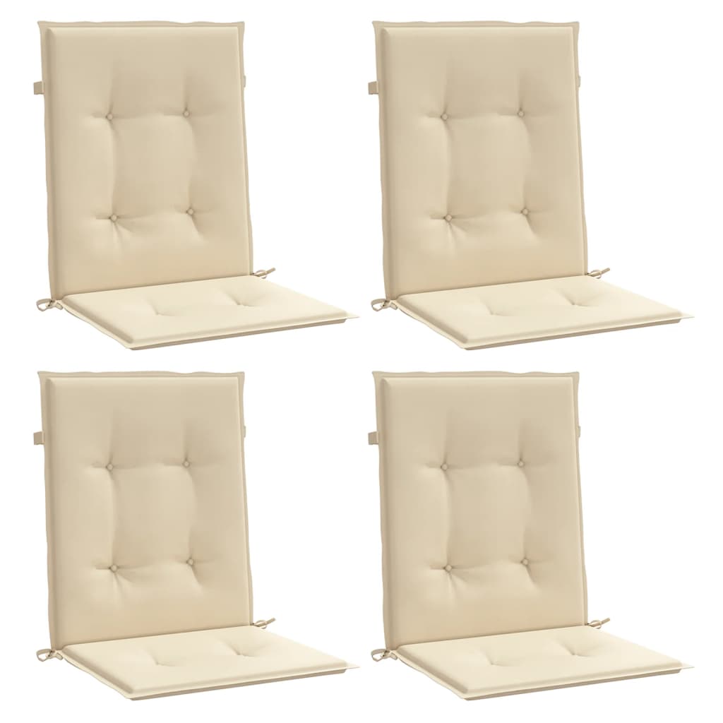 Podušky na židli nízké opěradlo 4 ks béžové 100x50x3 cm oxford