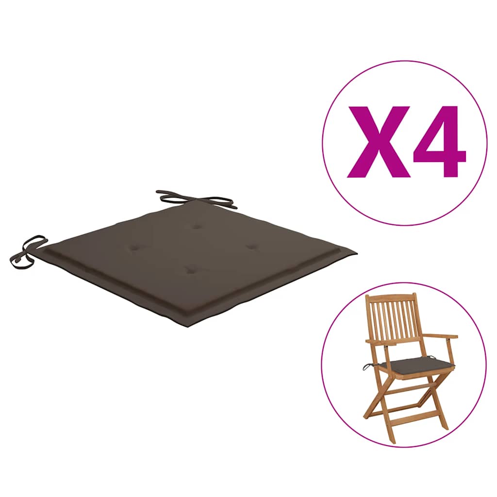 Podušky na zahradní židli 4 ks taupe 40x40x4 cm látka oxford