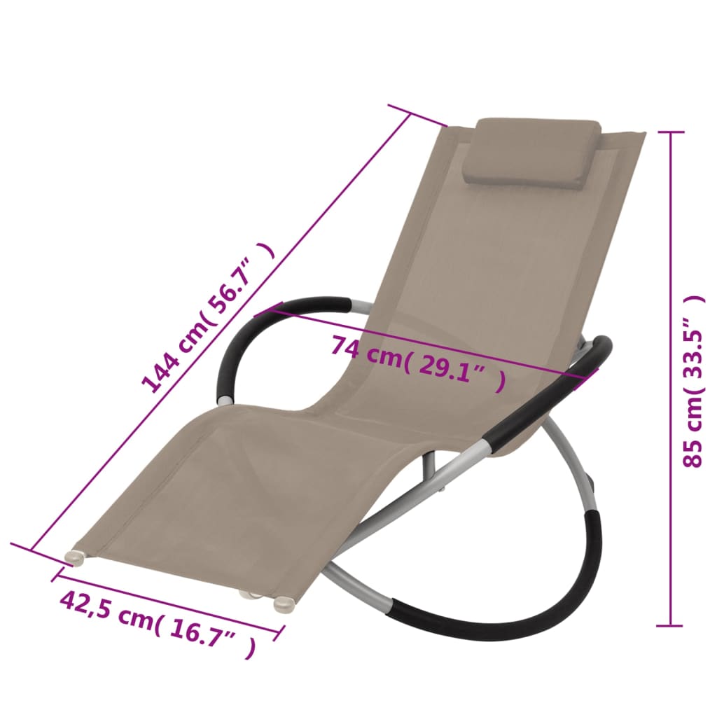 Zahradní lehátko geometrické ocel taupe