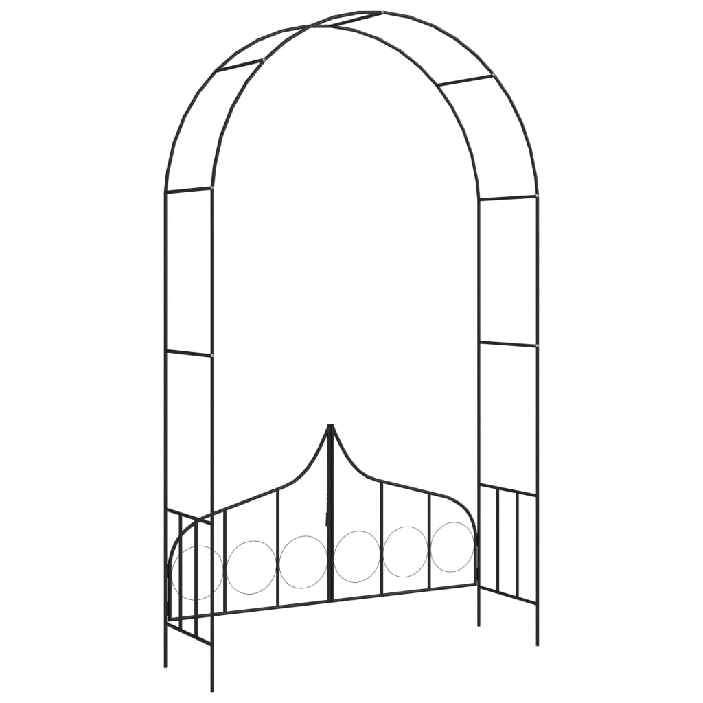Zahradní oblouk s bránou černý 138 x 40 x 238 cm železo