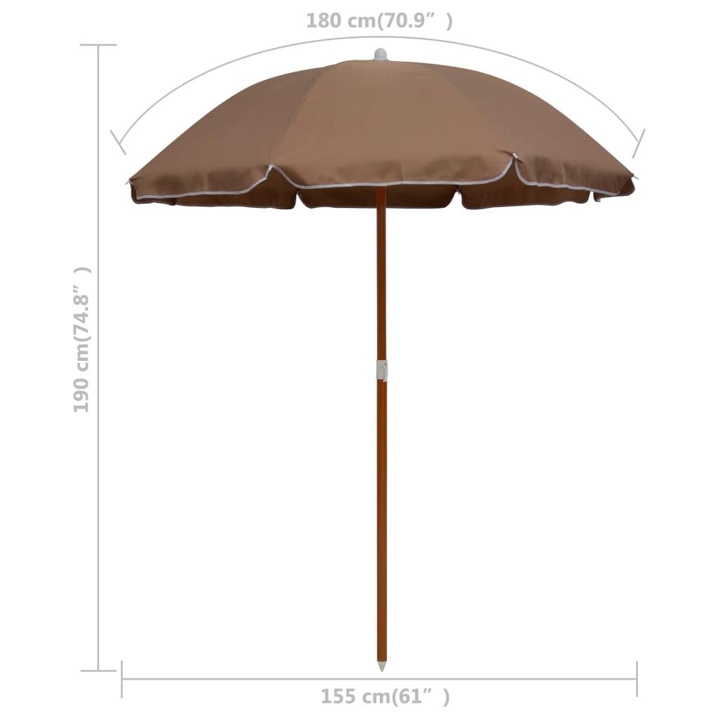 Zahradní slunečník s ocelovou tyčí 180 cm taupe