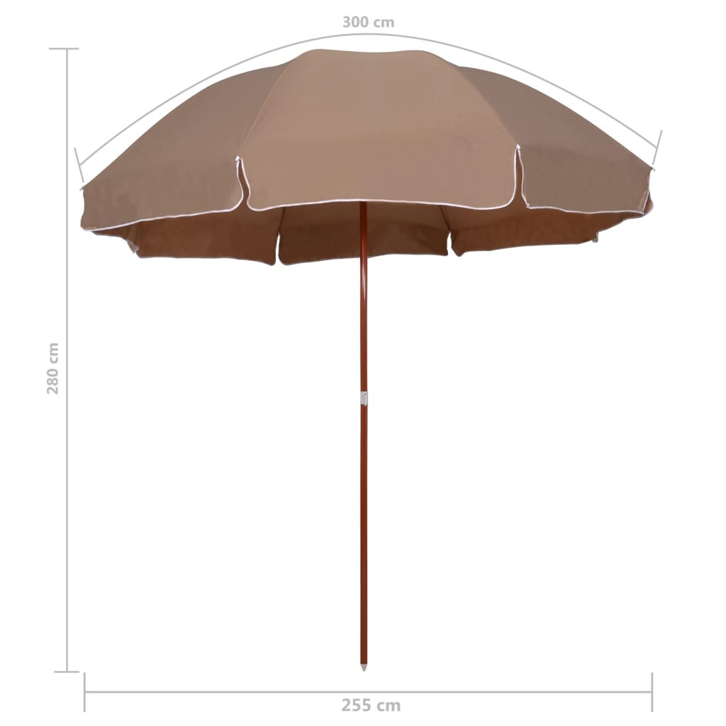 Zahradní slunečník s ocelovou tyčí 300 cm taupe