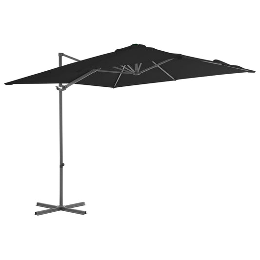 Boční zahradní slunečník s ocelovou tyčí černý 250 x 250 cm