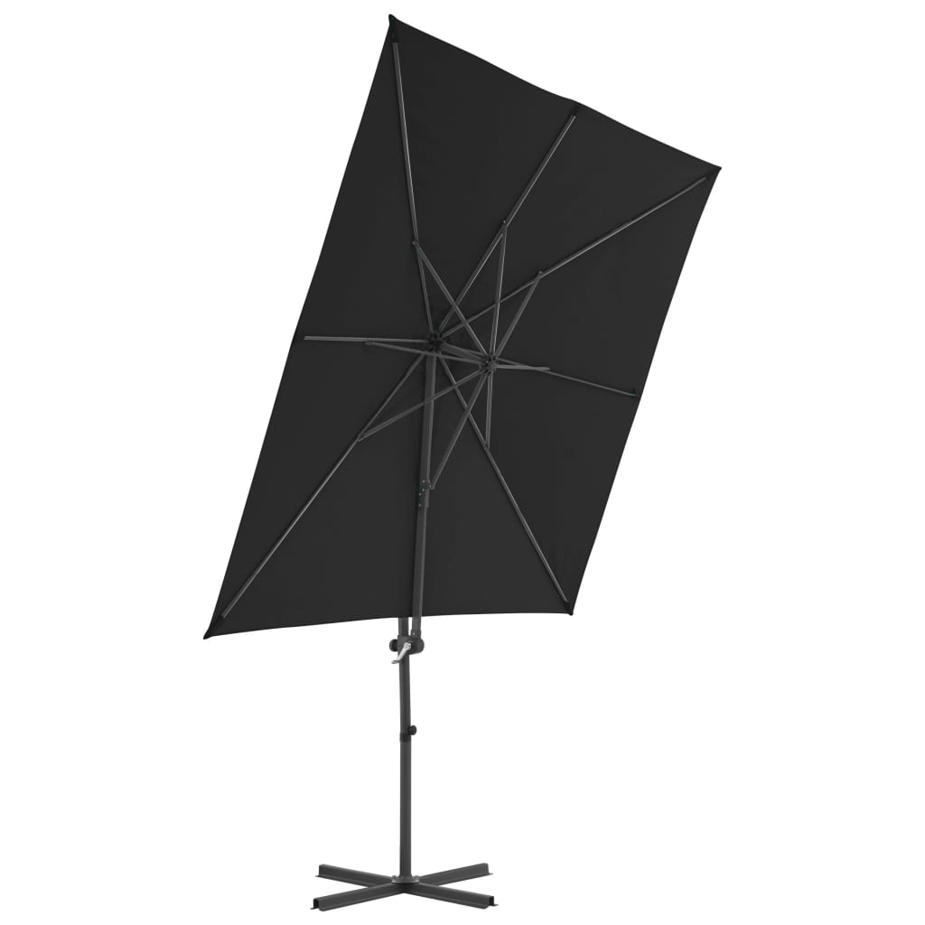 Boční zahradní slunečník s ocelovou tyčí černý 250 x 250 cm
