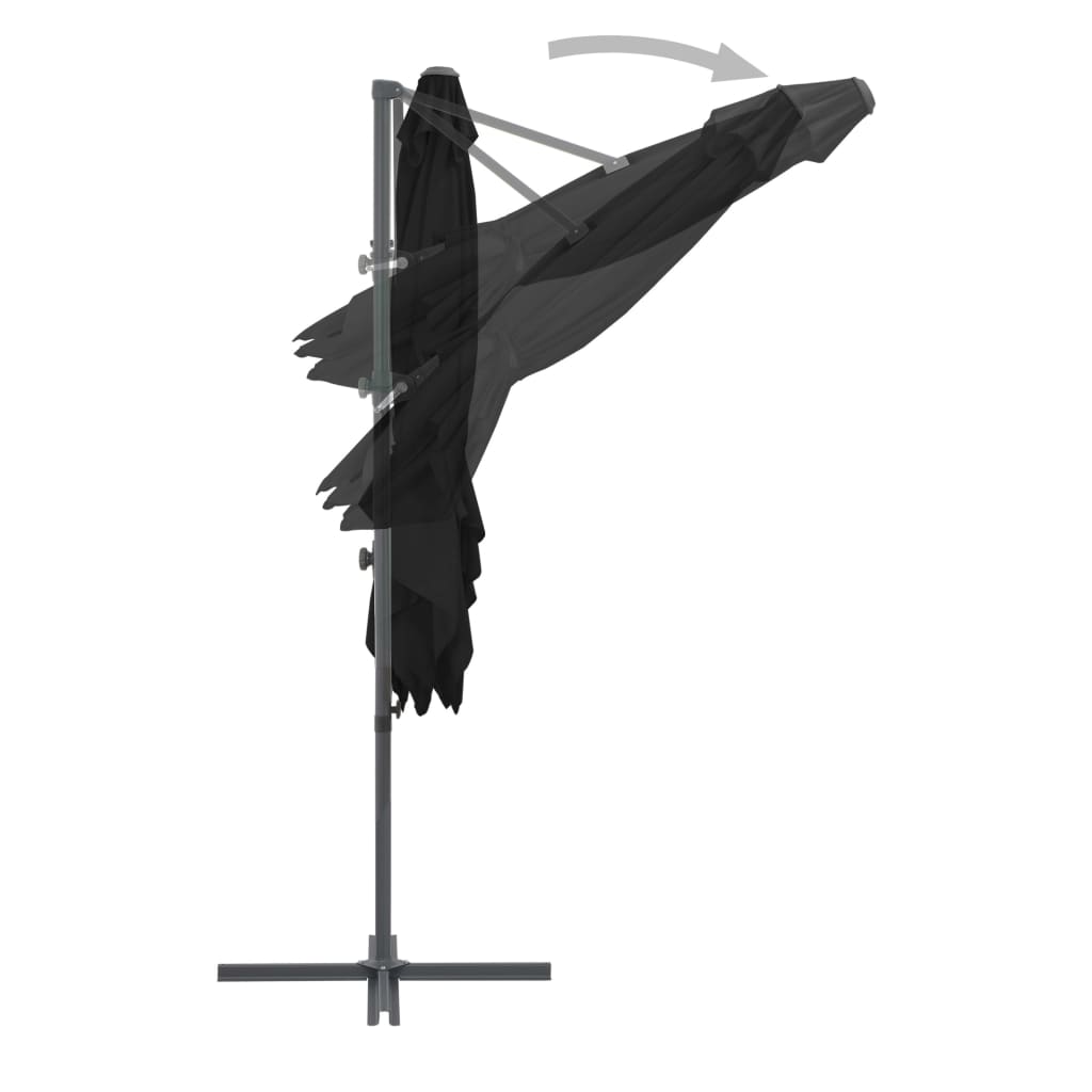 Boční zahradní slunečník s ocelovou tyčí černý 250 x 250 cm