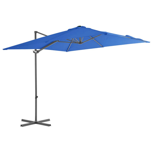 Boční zahradní slunečník s ocelovou tyčí azurový 250 x 250 cm