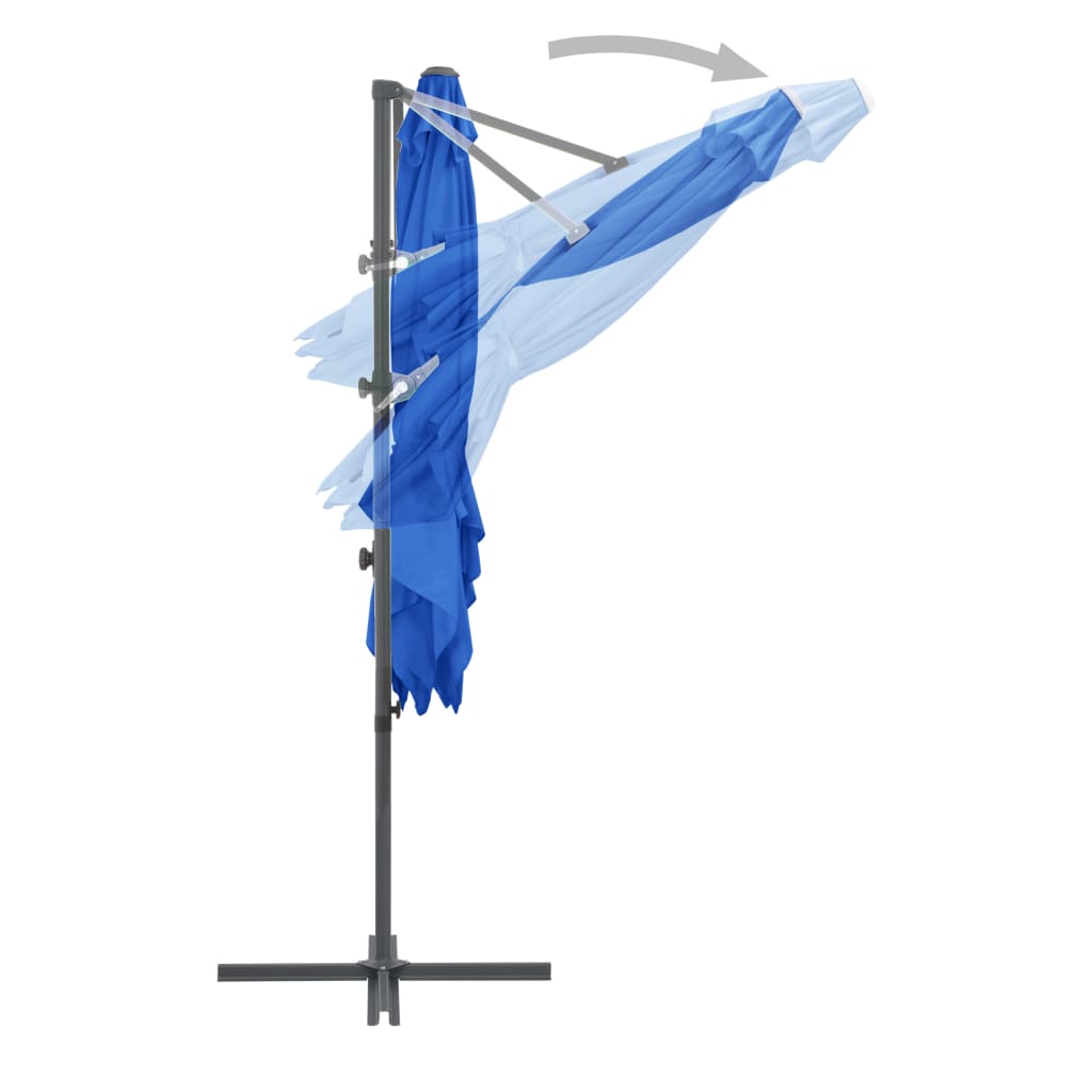 Boční zahradní slunečník s ocelovou tyčí azurový 250 x 250 cm