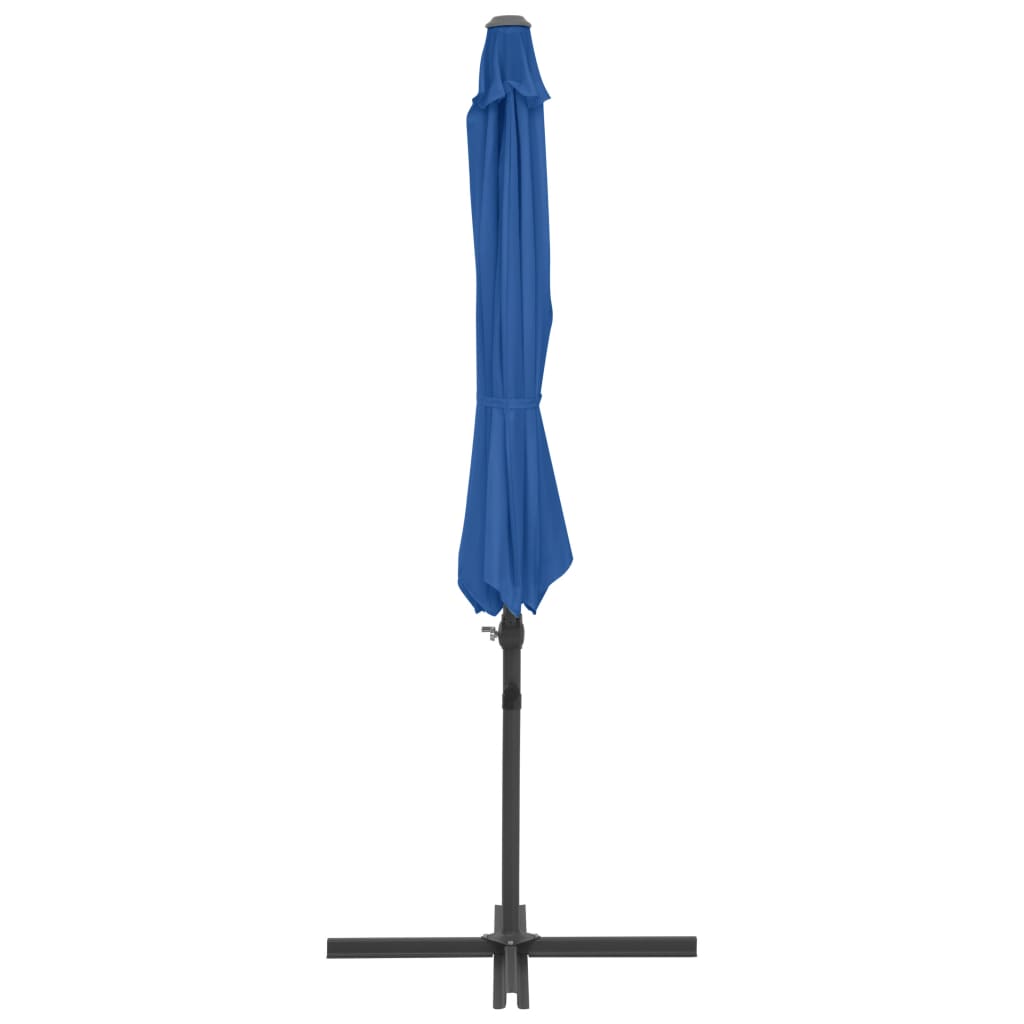 Boční zahradní slunečník s ocelovou tyčí azurový 250 x 250 cm