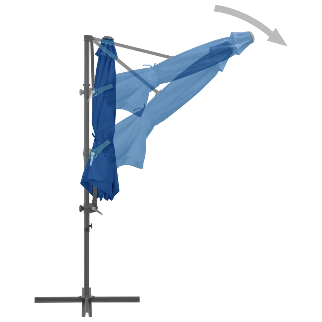 Boční zahradní slunečník s ocelovou tyčí azurový 250 x 250 cm