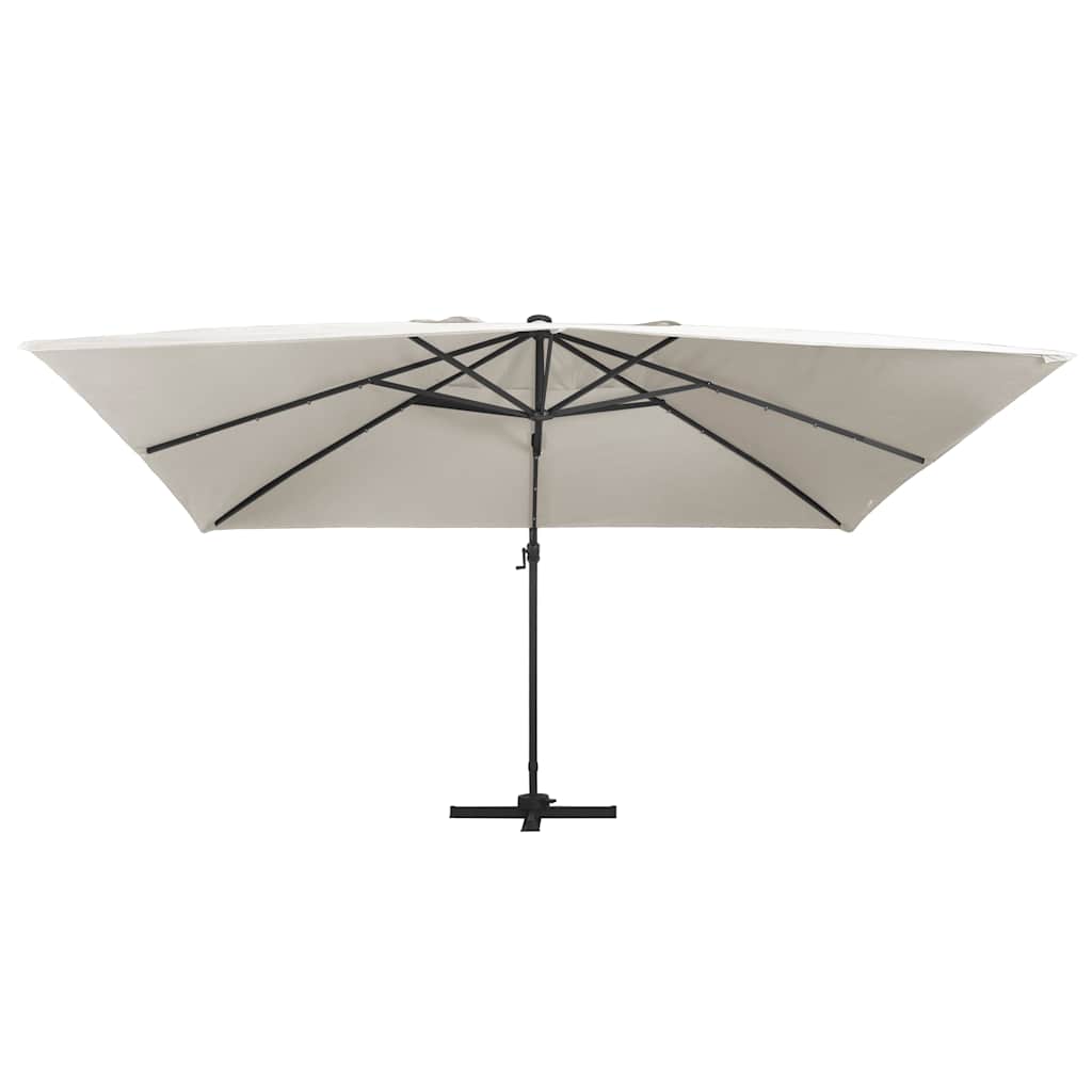 Boční zahradní slunečník s LED hliníková tyč 400x300 cm pískový