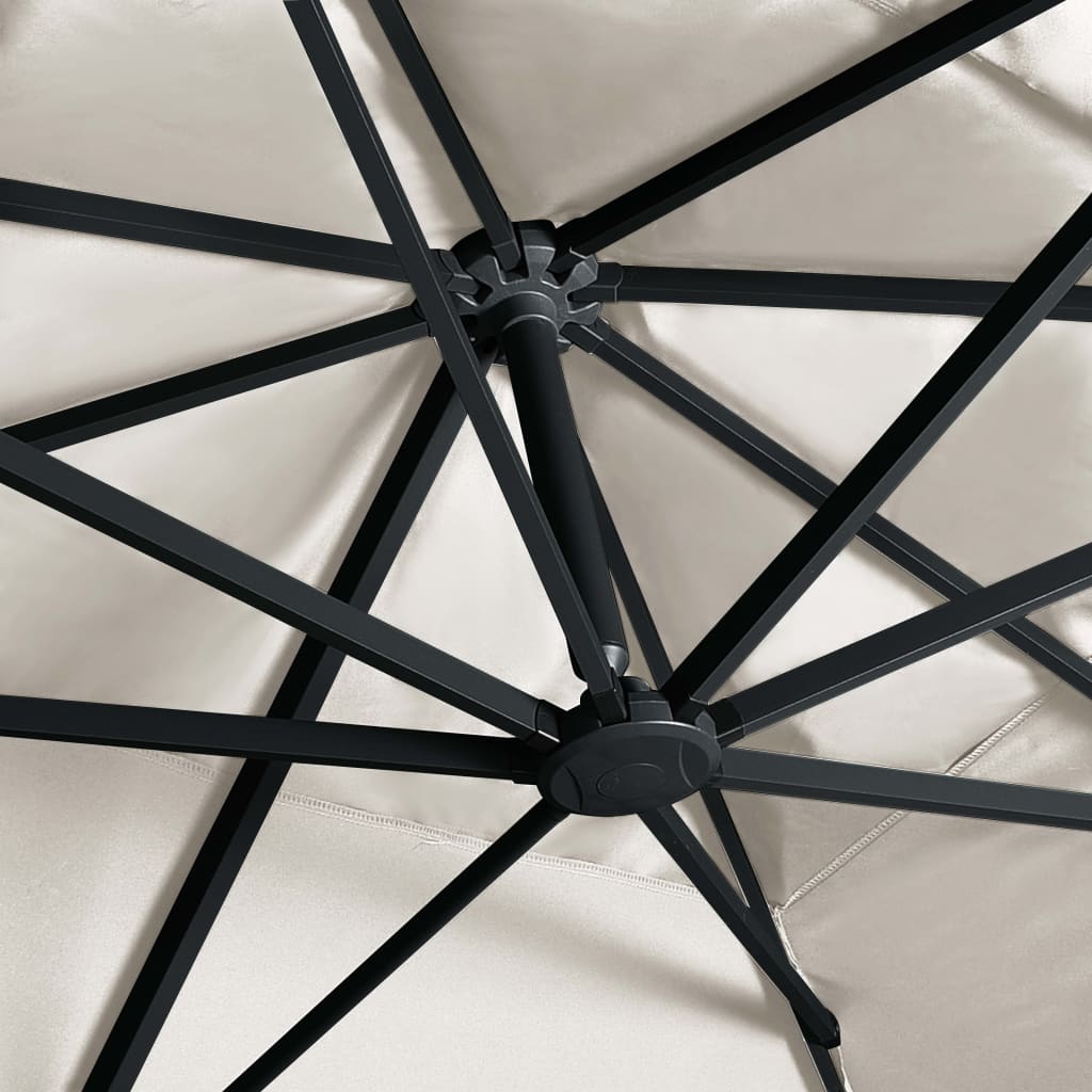 Boční zahradní slunečník s LED hliníková tyč 400x300 cm pískový