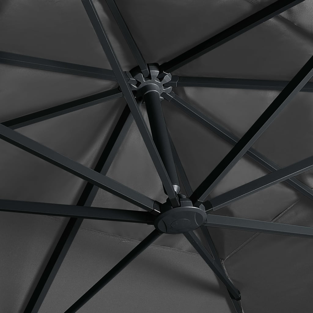 Boční zahradní slunečník s LED hliníková tyč 400x300cm antracit
