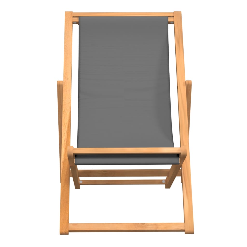 Skládací plážové křeslo masivní teak šedé