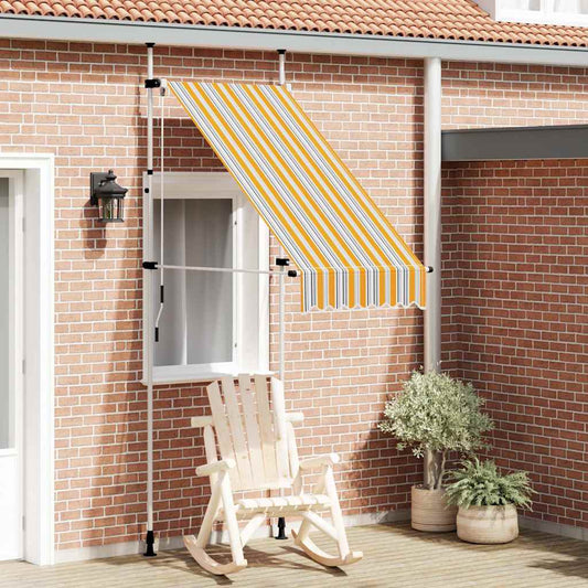 Ručně zatahovací markýza 100 cm žluto-modré pruhy