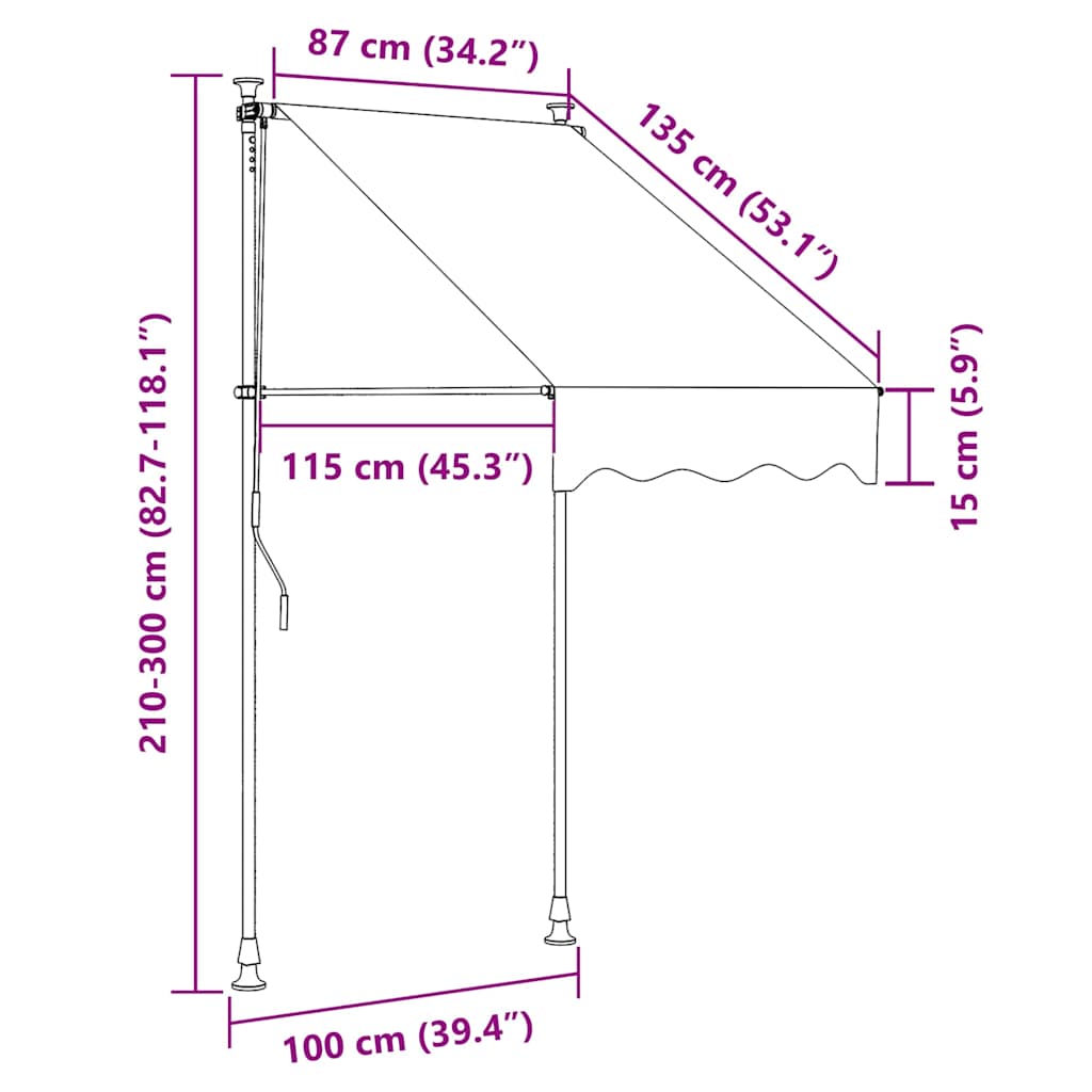 Ručně zatahovací markýza 100 cm antracitová