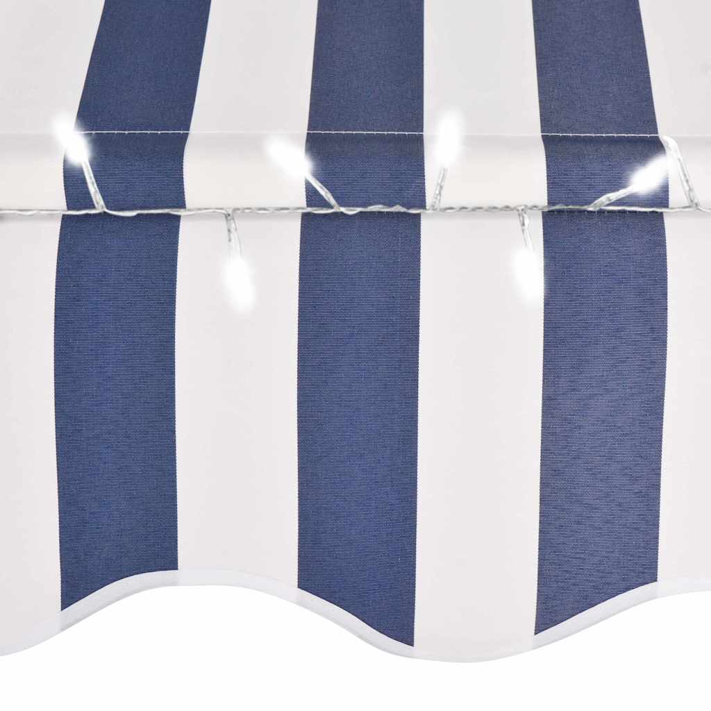Ručně zatahovací markýza s LED světlem 100 cm modrobílá