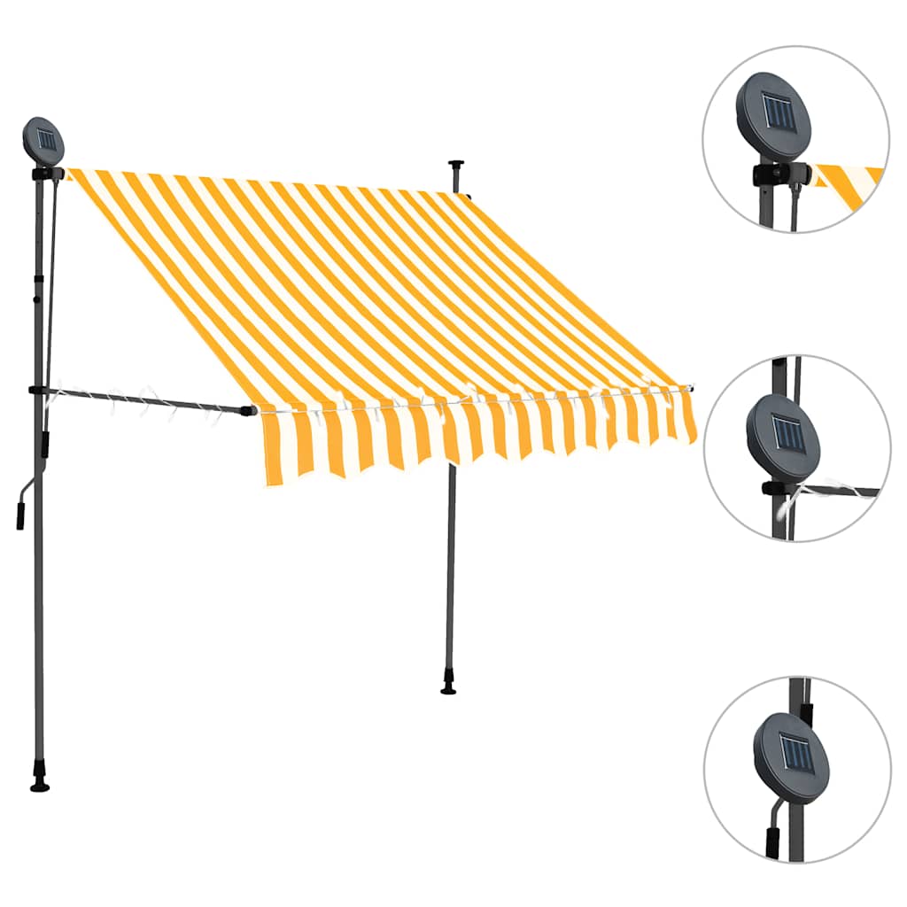 Ručně zatahovací markýza s LED světlem 100 cm bílooranžová