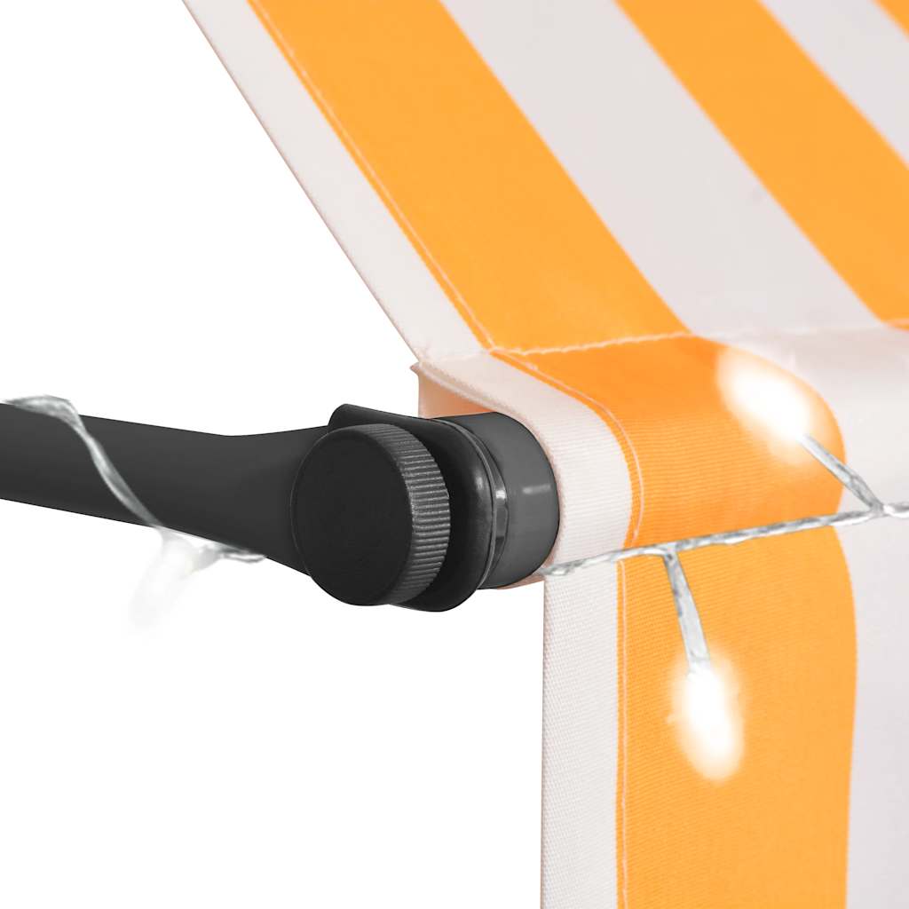 Ručně zatahovací markýza s LED světlem 100 cm bílooranžová