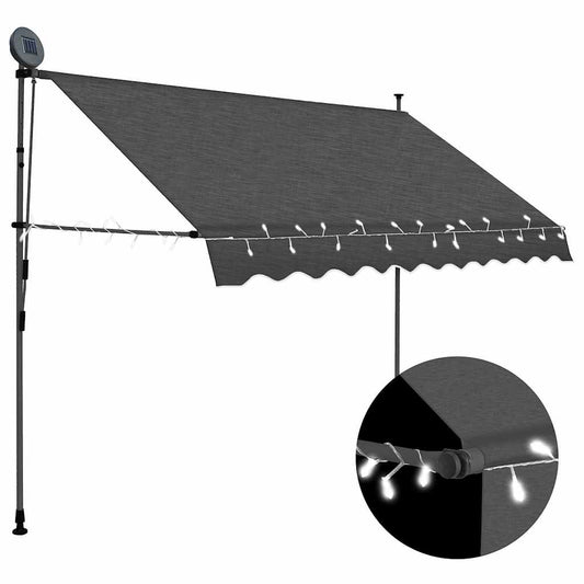 Ručně zatahovací markýza s LED světlem 250 cm antracitová