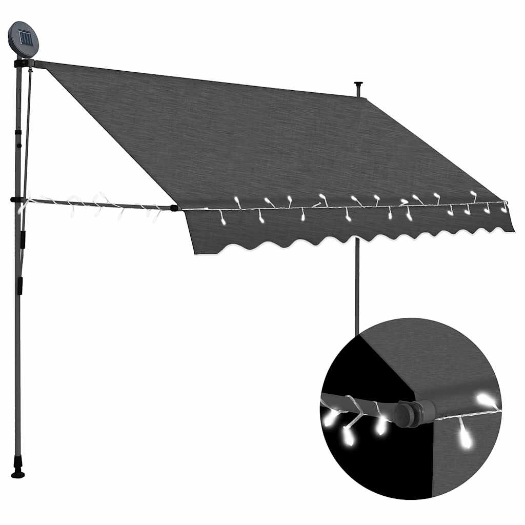 Ručně zatahovací markýza s LED světlem 300 cm antracitová
