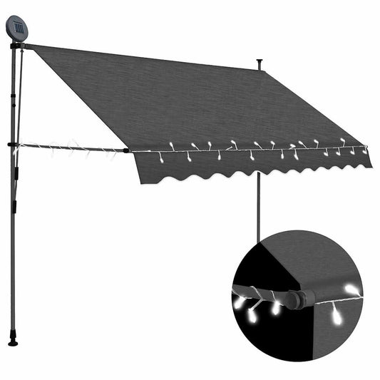 Ručně zatahovací markýza s LED světlem 300 cm antracitová
