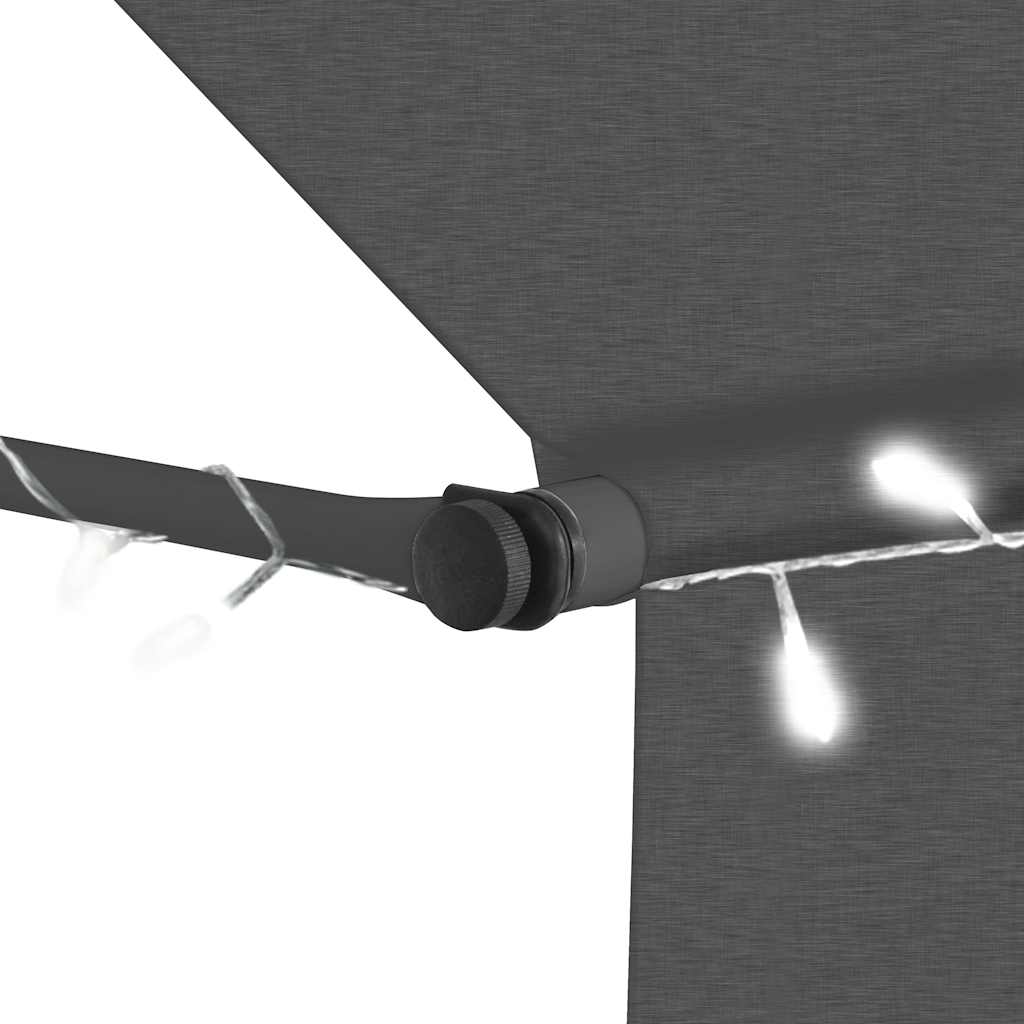 Ručně zatahovací markýza s LED světlem 300 cm antracitová
