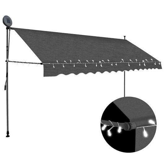 Ručně zatahovací markýza s LED světlem 350 cm antracitová