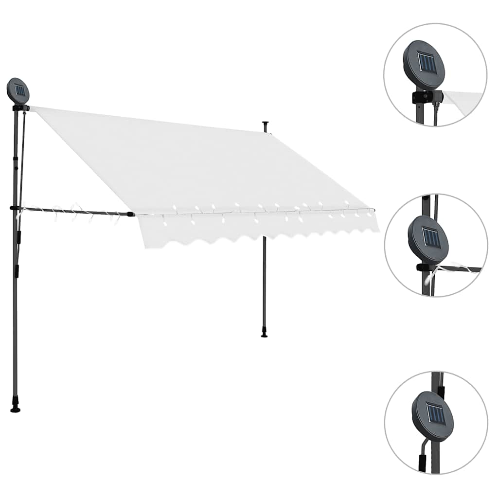 Ručně zatahovací markýza s LED světlem 250 cm krémová