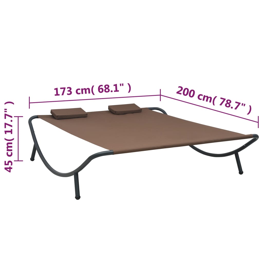 Zahradní lehátko textil hnědé