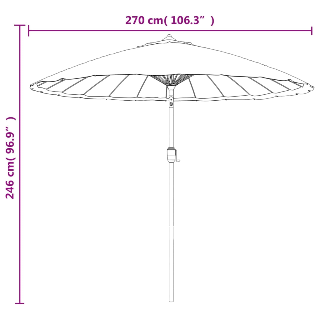 Zahradní slunečník s hliníkovou tyčí 270 cm černý