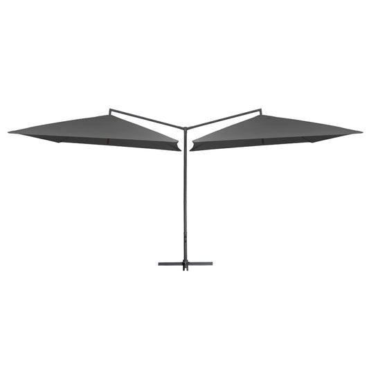 Dvojitý slunečník s ocelovou tyčí 250 x 250 cm antracitový